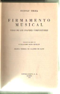 FIRMAMENTO MUSICAL. VIDAS DE LOS GRANDES COMPOSITORES