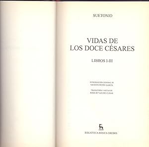 Imagen del vendedor de VIDAS DE LOS DOCE CESARES Libros I-III (biblioteca de los grandes pensadores) a la venta por Libreria 7 Soles