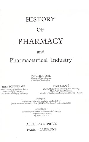 History of Pharmacy and the Pharmaceutical Industry