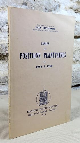 Image du vendeur pour Tables des positions plantaires de 1951  1980. mis en vente par Latulu