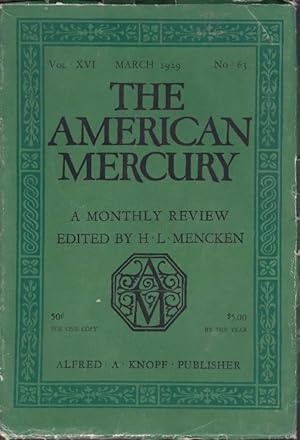 Imagen del vendedor de The American Mercury; Volume XVII, Number 63, March, 1929 a la venta por Clausen Books, RMABA