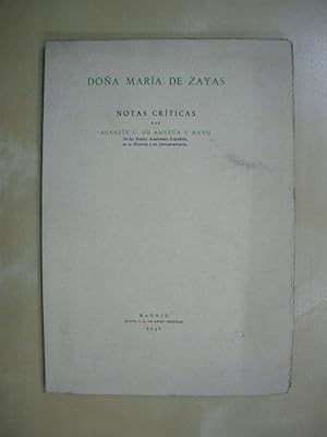 Imagen del vendedor de DOA MARIA DE ZAYAS. NOTAS CRITICAS a la venta por LIBRERIA TORMOS