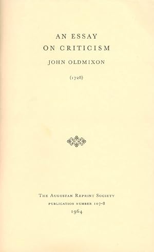 Imagen del vendedor de An Essay on Criticism (1728). Publication Number 107-8. a la venta por The Haunted Bookshop, LLC