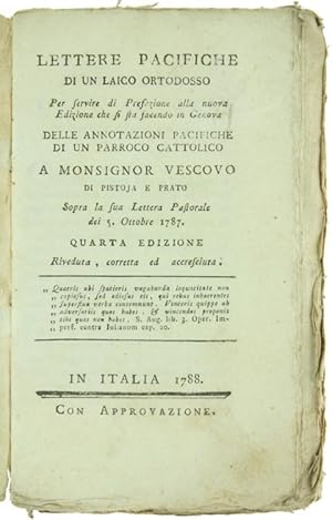 LETTERE PACIFICHE DI UN LAICO ORTODOSSO PER SERVIRE DI PREFAZIONE ALLA NUOVA EDIZIONE CHE SI STA ...