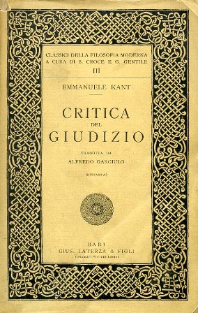 Immagine del venditore per Critica del Giudizio tradotta da Alfredo Gargiulo venduto da Gilibert Libreria Antiquaria (ILAB)