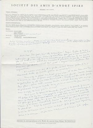 Cahiers André Spire II [joint une lettre autographe signée de Thérèse Marix-Spire]