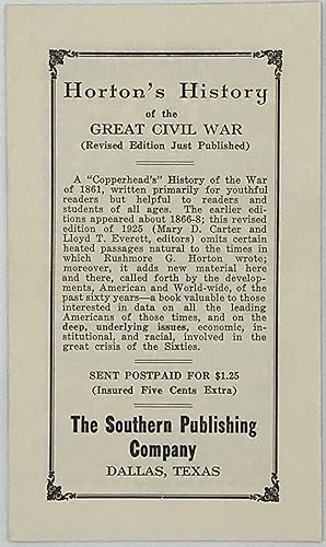 Horton's History of the Great Civil War [caption title]. Revised edition just published