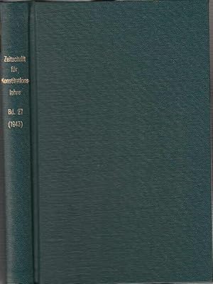 Immagine del venditore per Siebenundzwanzigster (27.) Band 1943, (komplett) mit den Heften 1-3. Zeitschrift fr Menschliche Vererbungs- und Konstitutionslehre. Hrsgg. Von G. Just und K.H. Bauer. Bis 1934 (Band 18): Zeitschrift fr Konstitutionslehre. Reihentitel: Zeitschrift fr die gesamte Anatomie hrsgg. Von Julius Tandler, F. Chvostek, H. Braus, E. Kallius und F. Martius. / Bis 1921 (Band 7): Zeitschrift fr angewandte Anatomie und Konstitutionslehre herausgegeben von J. Tandler, A. Frhr. Von Eiselsberg, A. Kolisko und F.Martius. / Ab 1949 als Organ der Gesellschaft fr Konstitutionsforschung herausgegeben von K.H. Bauer, G. Just und E. Kretschmer. venduto da Antiquariat Carl Wegner