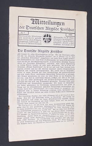 Mitteilungen der Deutschen Altgilde Freischar - Nr. 1, 1934. Vertrauliche Mitteilungen als Handsc...