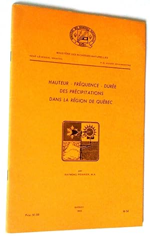 Bild des Verkufers fr Hauteur, frquence, dure des prcipitations dans la rgion de Qubec zum Verkauf von Claudine Bouvier