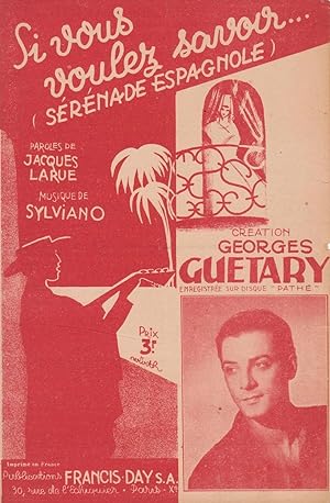 Seller image for Partition de "Si vous voulez savoir", srnade espagnole cre par Georges Gutary for sale by Bouquinerie "Rue du Bac"