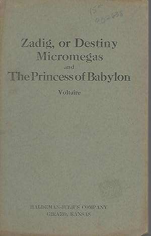 Image du vendeur pour Zadig, or Destiny Micromegas and the Princess of Babylon mis en vente par Dorley House Books, Inc.