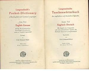 LANGENSCHEIDTS TASCHENWÖRTERBUCH. Der Englischen Und Deutschen Sprache. Erster Teil Englisch-Deut...