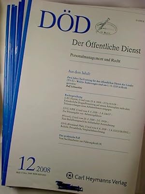 DÖD Der Öffentliche Dienst. - Personalmanagement und Recht. - 2008, Nr. 1/2 - 12 (11 Einzelhefte)