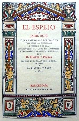 Imagen del vendedor de EL ESPEJO. a la venta por Libreria Anticuaria Farr