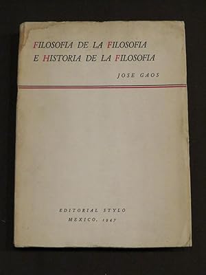 Imagen del vendedor de Filosofia De La Filosofia E Historia De La Filosofia a la venta por Librera Urbe