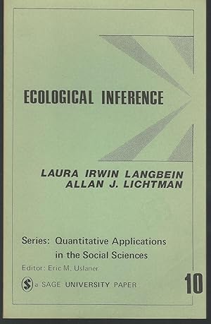 Bild des Verkufers fr Ecological Inference (Quantitative Applications in the Social Sciences Series, No. 10) zum Verkauf von Dorley House Books, Inc.