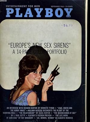 Seller image for PLAYBOY ENTERTAINMENT FOR MEN N 9 - "EUROPE'S NEW SEX SIRENS" A 14 PAGES COLOR PORTFOLIO - AN INTERVIEW WITH RICHARD BURTON BY KENNETH TYNAN - "LOVE, DEATH AND THE HUBBY IMAGE". for sale by Le-Livre