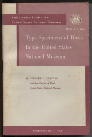 Type Specimens of Birds in the United States National Museum, Bulletin 221