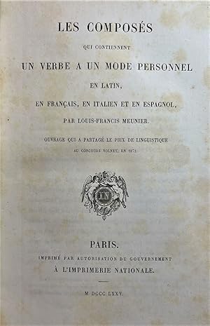 Les composés qui contiennent un verbe a un mode personnel en latin, en français, en italien et en...