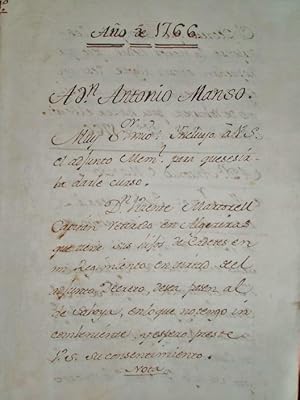 MANUSCRITO del Siglo XVIII que contiene copias de cartas dirigidas la mayoría de ellas a los Insp...