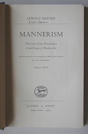 Immagine del venditore per Mannerism: The Crisis of the Renaissance and the Origin of Modern Art. venduto da North Star Rare Books & Manuscripts