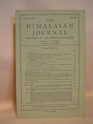 Bild des Verkufers fr THE HIMALAYAN JOURNAL; RECORDS OF THE HIMALAYAN CLUB, VOL. XIX, 1955-56 zum Verkauf von Robert Gavora, Fine & Rare Books, ABAA