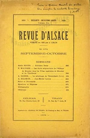 Revue d'Alsace (Septembre-Octobre 1924).