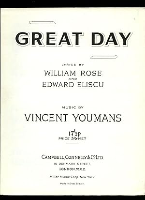 Seller image for Great Day [Vintage Piano Sheet Music] for sale by Little Stour Books PBFA Member