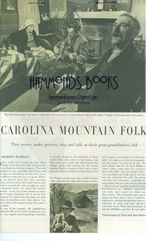 Image du vendeur pour Article: Carolina Mountain Folk - "They Weave, Make Pottery, Sing & Talk As Their Great-Grandfathers Did" mis en vente par Hammonds Antiques & Books