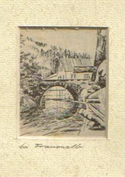 Imagen del vendedor de Albbrcke bei Frauenalb (Druck, wohl lterer Zeitungausschnitt schn im Passepartout montiert) a la venta por ANTIQUARIAT H. EPPLER