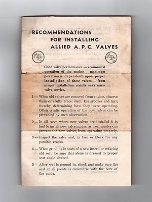 Recommendations For Installing Allied A.P.C. Valves