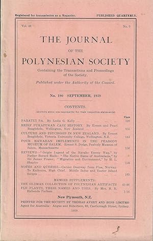 Seller image for The Journal of the Polynesian Society. No. 190. Vol. 48. No. 3. September 1939. for sale by Tinakori Books