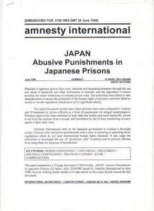 AMNESTY INTERNATIONAL. JAPAN ABUSIVE PUNISHMENTS IN JAPANESE PRISONS