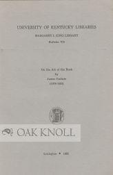 Bild des Verkufers fr ON THE ART OF THE BOOK zum Verkauf von Oak Knoll Books, ABAA, ILAB