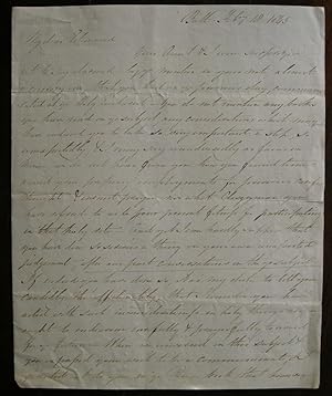 Autograph letter to the future Victoria Cross winner (Admiral of the Fleet Sir) Edmund Commerell,...