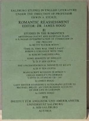 Bild des Verkufers fr STUDIES IN THE ROMANTICS. zum Verkauf von Alex Alec-Smith ABA ILAB PBFA