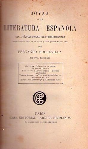 JOYAS DE LA LITERATURA ESPAÑOLA. Con artículos biográficos y bibliográficos, respectivamente acer...