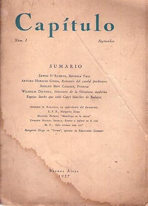 Imagen del vendedor de CAPITULO. No. 1, Tomo I, septiembre 1937 a la venta por Buenos Aires Libros