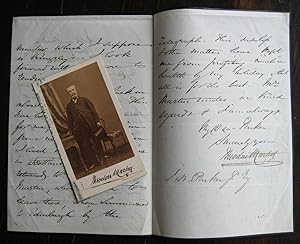 Autograph letter to J.W. Parker, with signed carte-de-visite, 1853