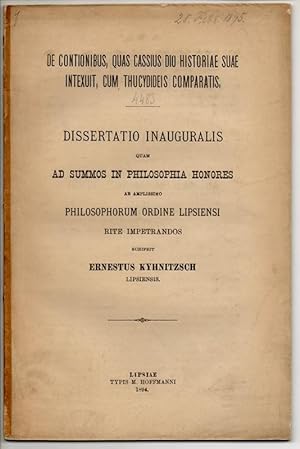 De contionibus, quas Cassius Dio historiae suae intexuit, cum Thucydideis comparatis. Dissertation.