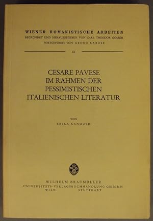 Bild des Verkufers fr Cesare Pavese im Rahmen der pessimistischen italienischen Literatur. zum Verkauf von Der Buchfreund