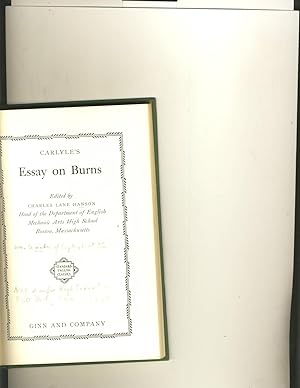 Seller image for Carlyle's Essay on Burns for sale by Richard Lemay