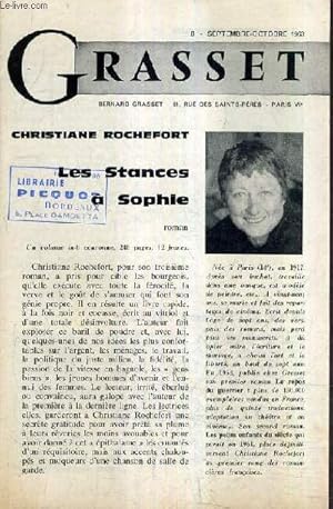 Bild des Verkufers fr GRASSET N8 SEPTEMBRE OCTOBRE 1963 - Les stances  sophie par Rochefort - les nostalgiques par Gennari - les couisines muller - la passerelle par Freusti - les ombres par rgnier - origines du patronat franais par Priouret etc. zum Verkauf von Le-Livre