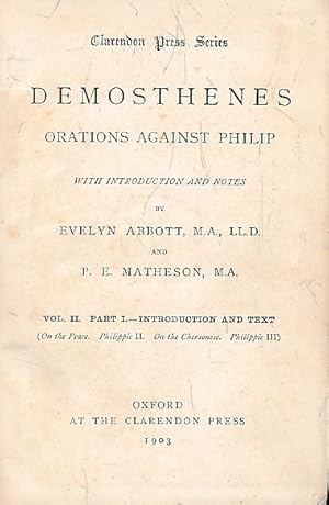 Bild des Verkufers fr Demosthenes. Orations against Philip. Volume II Introduction and Text zum Verkauf von Barter Books Ltd