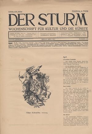 Seller image for Der Sturm. Wochenschrift fr Kultur und die Knste. Dritter Jahrgang, Nr. 105, April 1912. Herausgegeben von Herwarth Walden. for sale by Antiquariat Weinek
