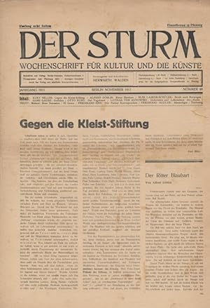 Seller image for Der Sturm. Wochenschrift fr Kultur und die Knste. Jahrgang 1911, Nr. 86, November. Herausgegeben von Herwarth Walden. for sale by Antiquariat Weinek