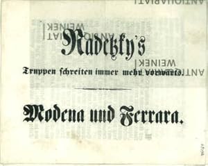 Imagen del vendedor de Radetzky s Truppen schreiten immer vorwrts. Modena und Ferrara. a la venta por Antiquariat Weinek