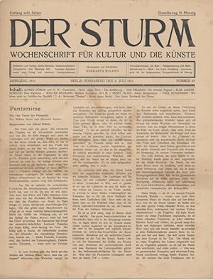 Seller image for Der Sturm. Wochenschrift fr Kultur und die Knste. Jahrgang 1911, Nr. 67, 8. Juli. Herausgegeben von Herwarth Walden. for sale by Antiquariat Weinek