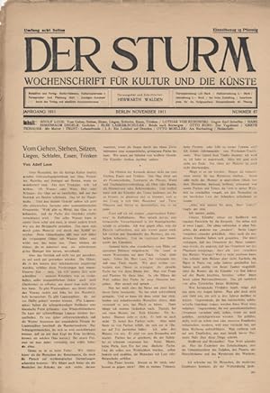 Seller image for Der Sturm. Wochenschrift fr Kultur und die Knste. Jahrgang 1911, Nr. 87, November. Herausgegeben von Herwarth Walden. for sale by Antiquariat Weinek